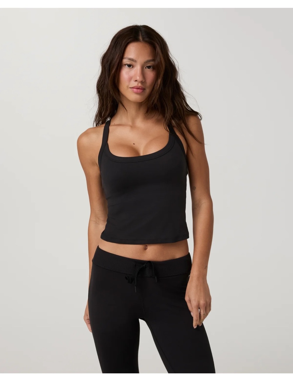 Halo Cross Back Tank Solid Black
